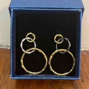 Chic Gold and Silver Twisted Hoop Earrings